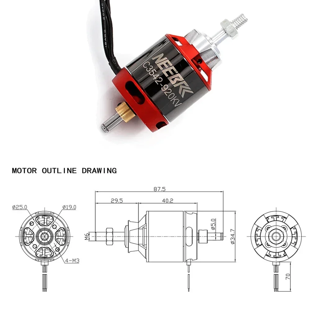 1/2/4PCS 3542 920KV 1400KV Out - огляд і ціна Rc Plane Hobby Zone