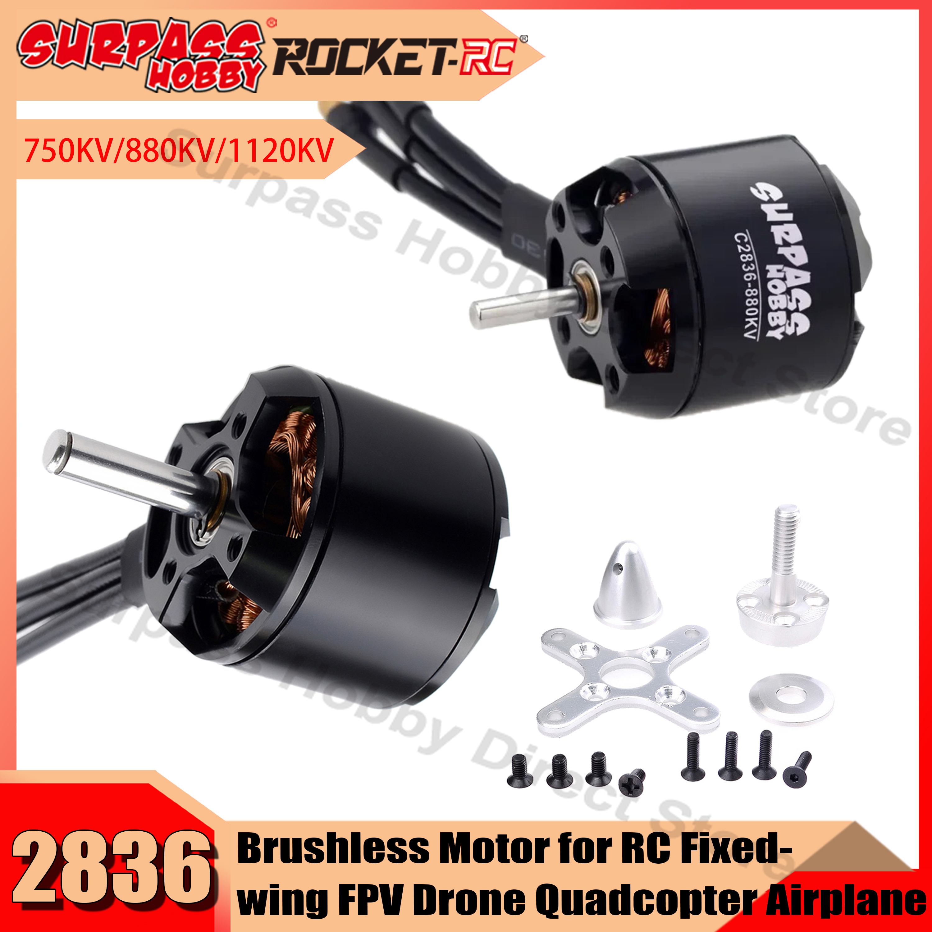 SURPASS HOBBY 2836 750KV 880KV - огляд і ціна Rc Plane Hobby Zone