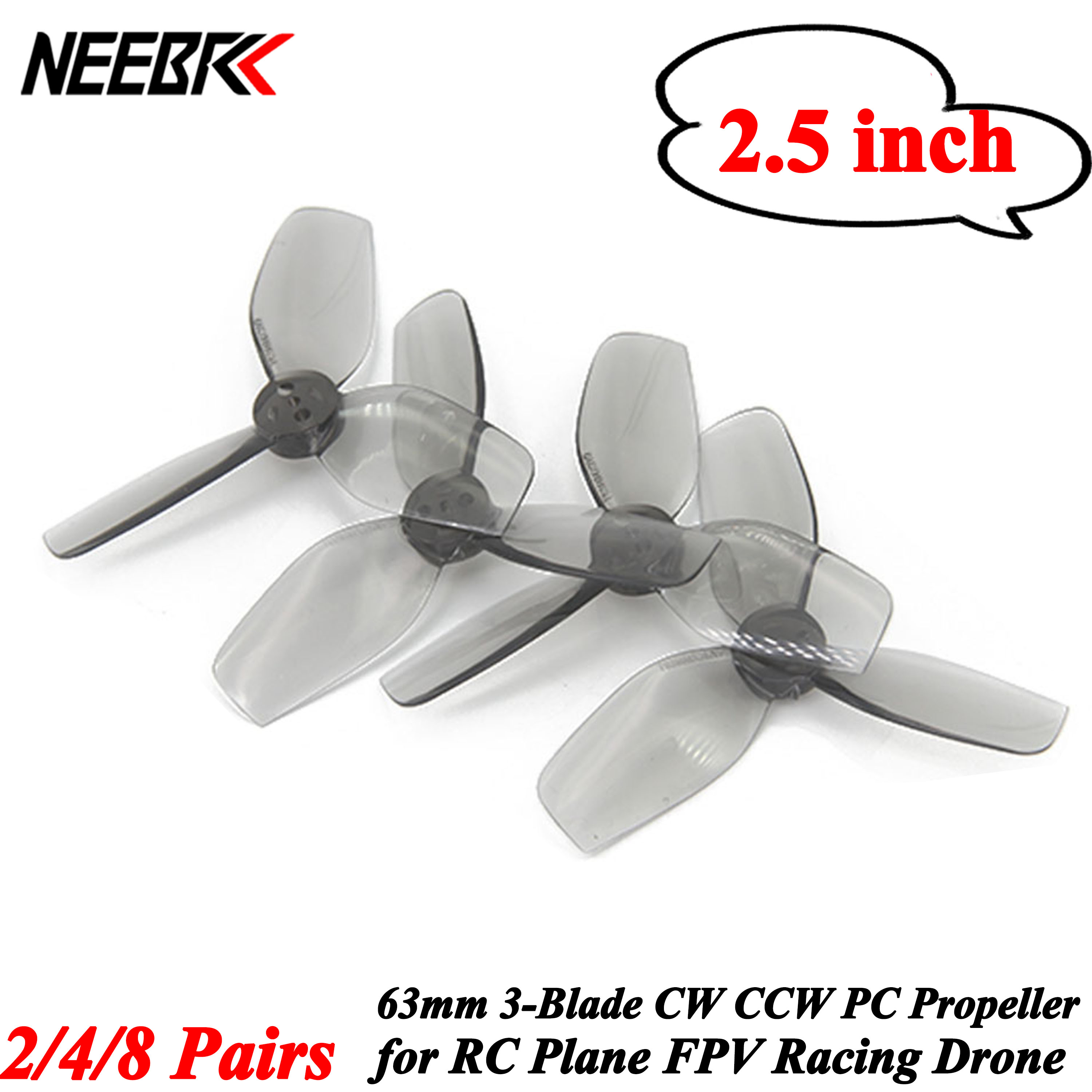 NEEBRC 2/4/8 Pairs 2.5inch 63m - огляд і ціна Rc Plane Hobby Zone
